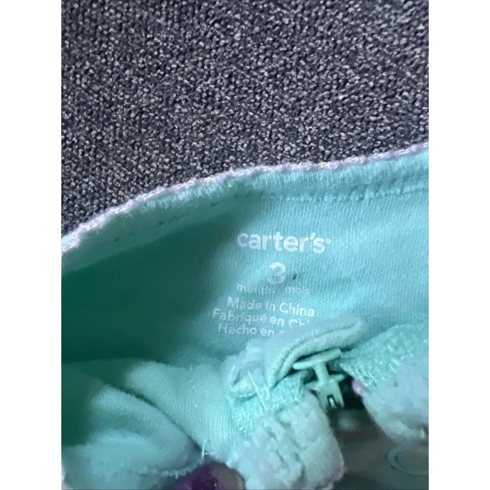 Onesies Girl Mint Green‎ Sleeper W/bow Design White 3Months